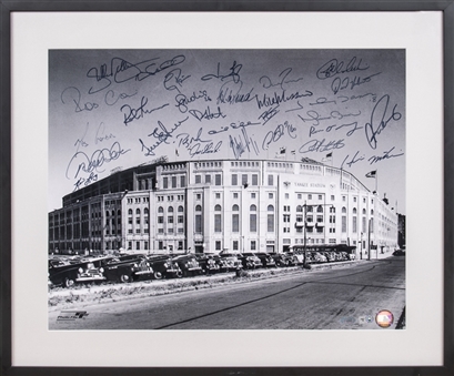 2008 New York Yankees Team Signed and Framed 16x20 Old Yankee Stadium Photo With 28 Signatures Including Jeter, Rodriguez, Matsui, Rivera & Mussina (MLB Authenticted & Steiner) 